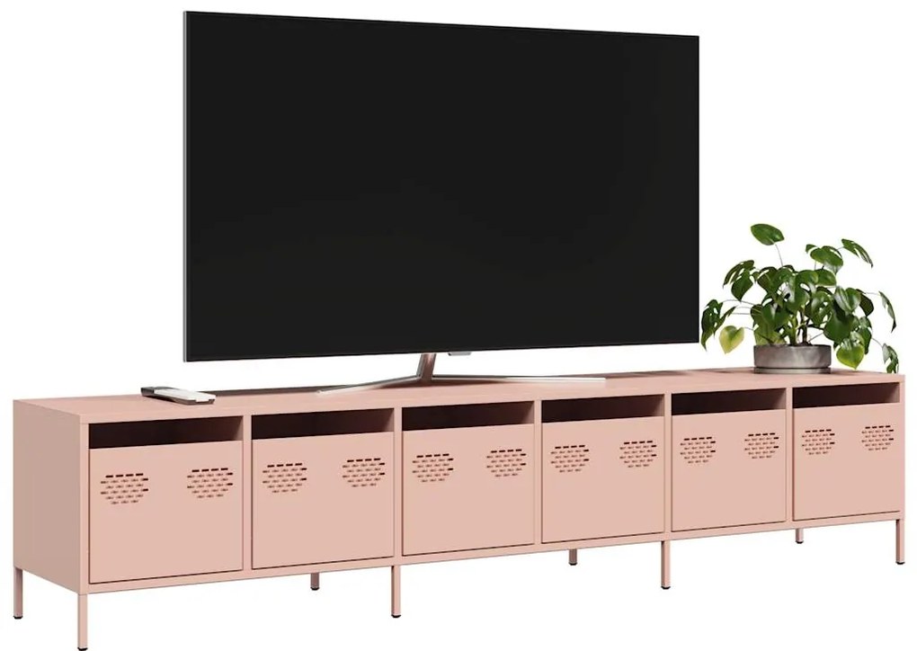 ντουλάπι τηλεόρασης vidaXL Ροζ 202x39x43,5 cm Ατσάλι ψυχρής έλασης
