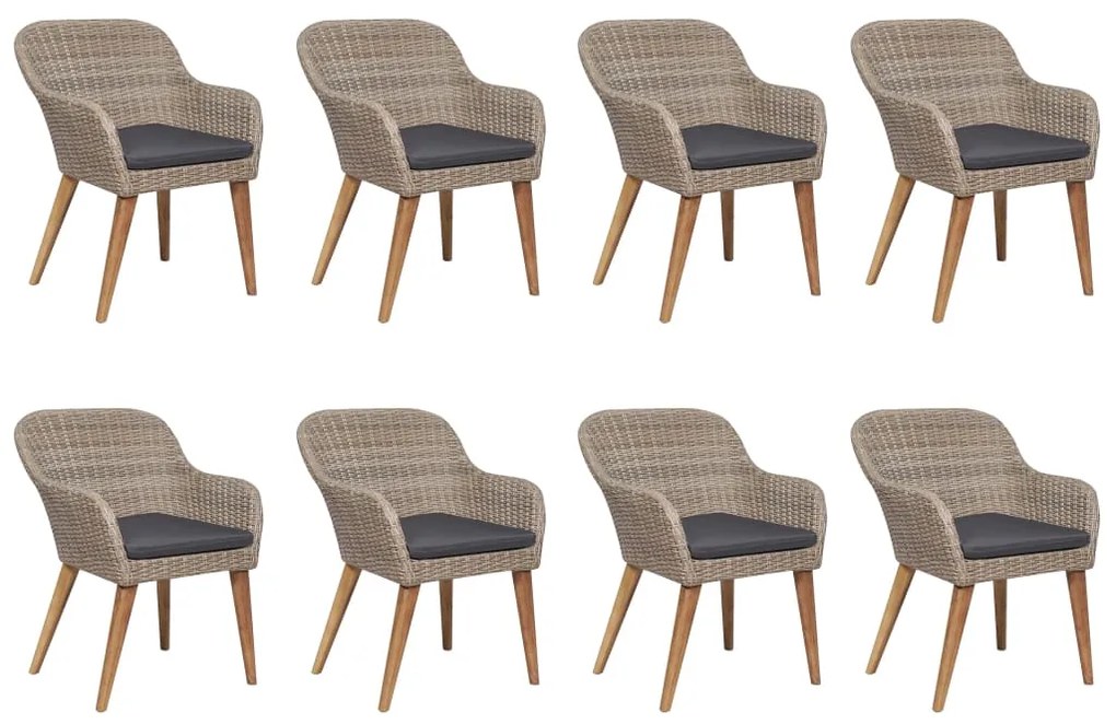 vidaXL Σετ Τραπεζαρίας Κήπου 9 τεμαχίων Καφέ από Συνθετικό Ρατάν