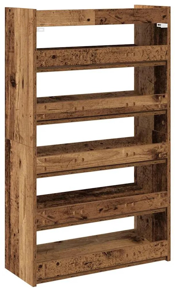 Ράφι παπουτσιών Παλιό ξύλο 60x25x100 cm Κατασκευασμένο ξύλο - Καφέ