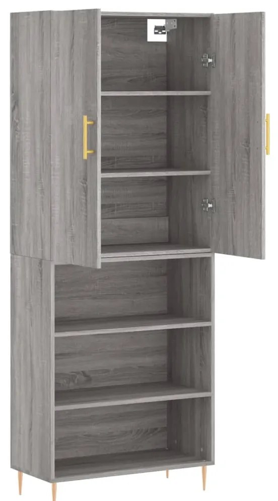vidaXL Ντουλάπι Γκρι Sonoma 69,5 x 34 x 180 εκ. Επεξεργασμένο Ξύλο