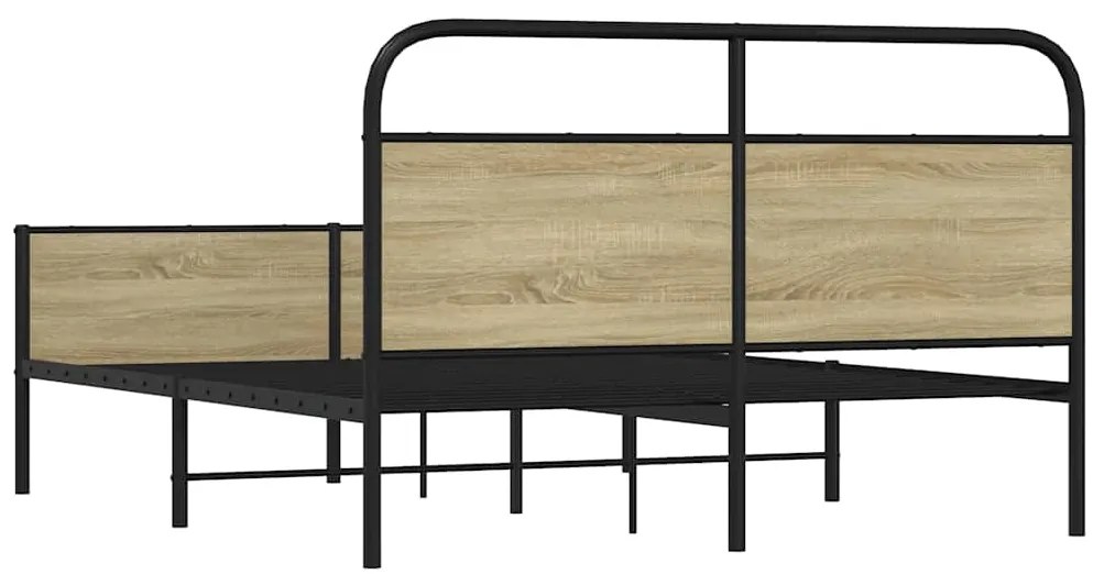 vidaXL Σκελετός Κρεβ. Χωρίς Στρώμα Sonoma Δρυς 160x200 εκ. Μεταλλικό
