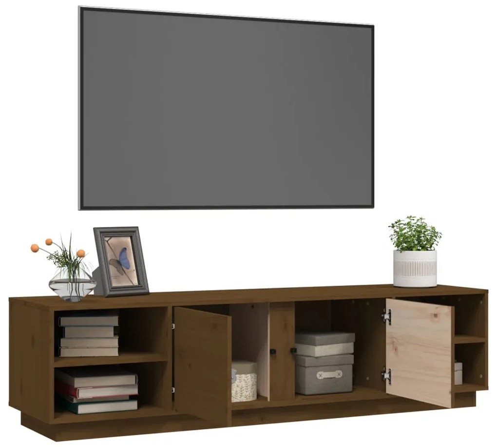 vidaXL Έπιπλο Τηλεόρασης Καφέ Μελί 156x40x40 εκ. από Μασίφ Ξύλο Πεύκου