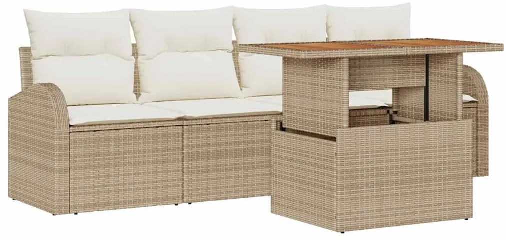 vidaXL Σετ Καναπέ Κήπου 5 pcs μπεζ και κρεμ 100 x 55 x 73 εκ