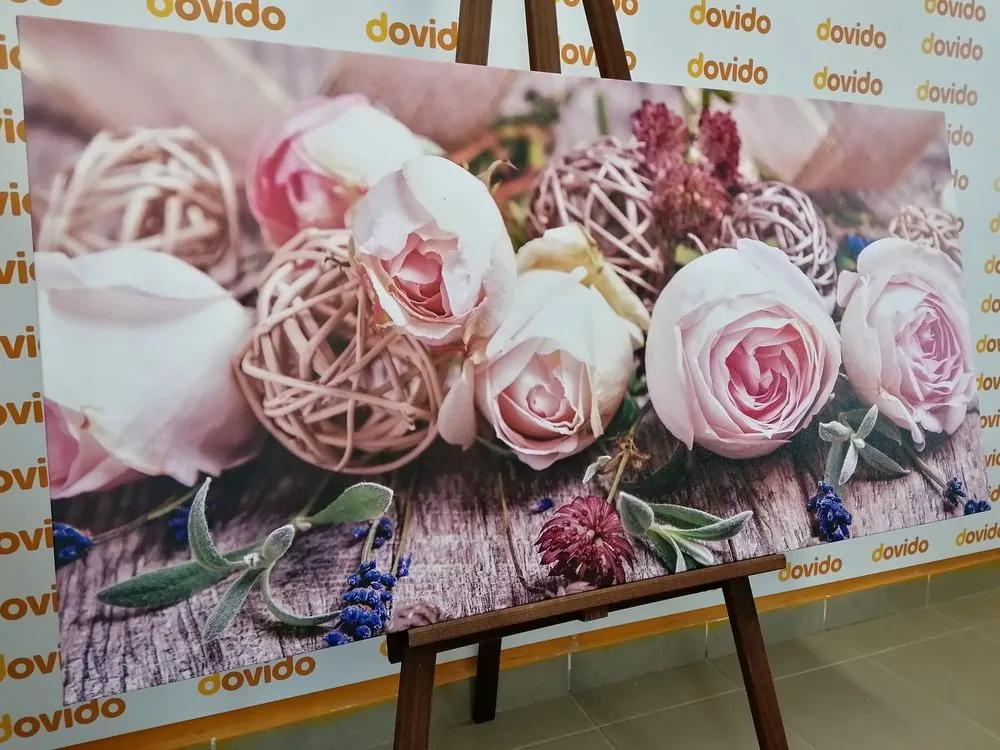Εικόνα εορταστική floral σύνθεση από τριαντάφυλλα - 120x60