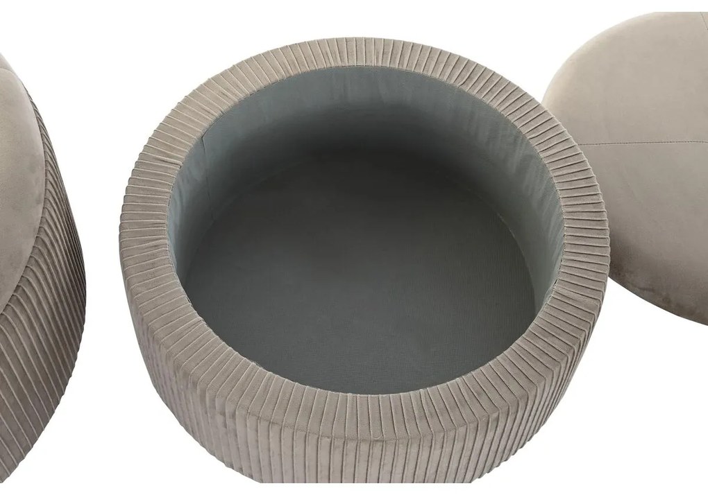 Υποπόδια DKD Home Decor 70 x 70 x 32 cm 70 x 70 x 28 cm Βελούδο Ανοιχτό Γκρι Ξύλο MDF