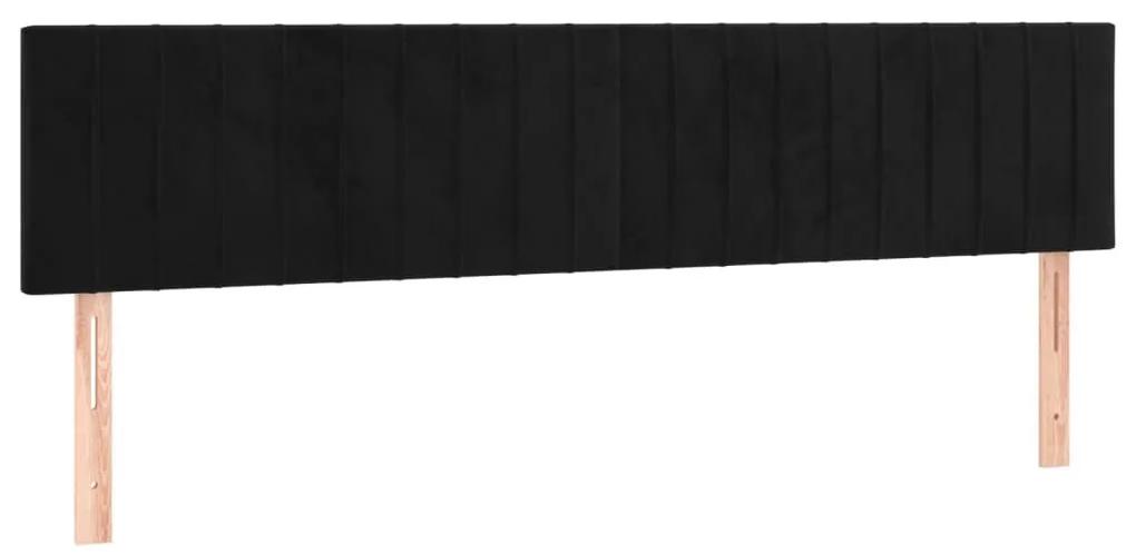 Κρεβάτι Boxspring με Στρώμα &amp; LED Μαύρο 200x200 εκ. Βελούδινο - Μαύρο