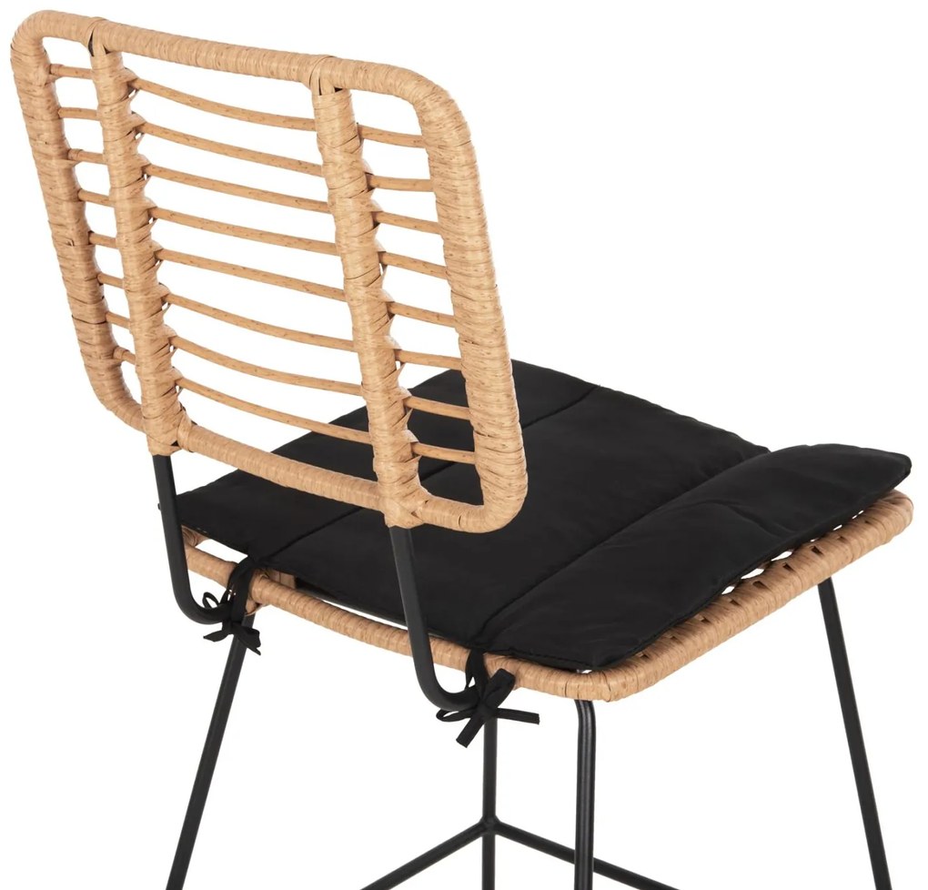 ΣΚΑΜΠΟ ΜΠΑΡ ALLEGRA  ΜΕΤΑΛΛΟ&amp;ΜΑΞΙΛΑΡΙ ΜΑΥΡΟ-WICKER ΜΠΕΖ 56x59x116,5Υεκ. 56x59x116.5 εκ.