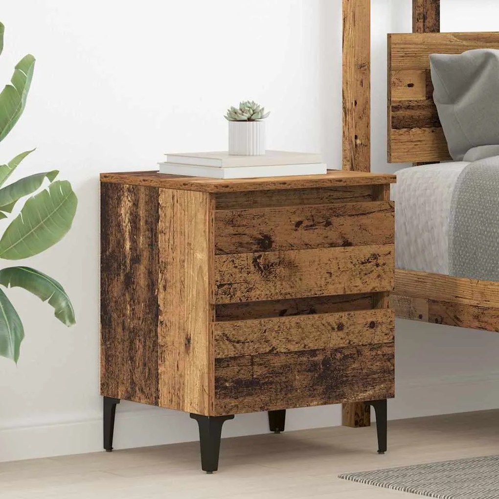vidaXL Κομοδίνο 2 pcs Παλαιό ξύλο 40 x 35 x 50 εκ. Επεξεργασμένο ξύλο