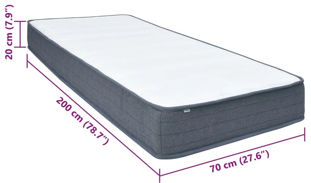 Στρώμα Boxspring 200 x 70x 20 εκ. Υφασμάτινο - Λευκό