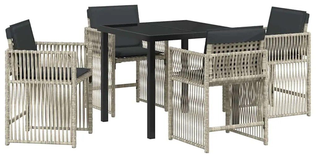 vidaXL Σέτ φαγητού για κήπο 5 pcs Ανοιχτό γκρι Πολυ ράταν