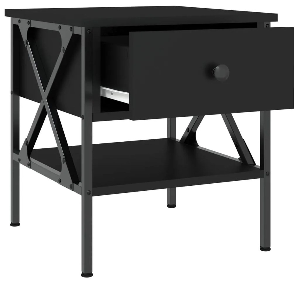 vidaXL Κομοδίνα 2 τεμ. Μαύρα 40 x 42 x 45 εκ. από Επεξεργασμένο Ξύλο