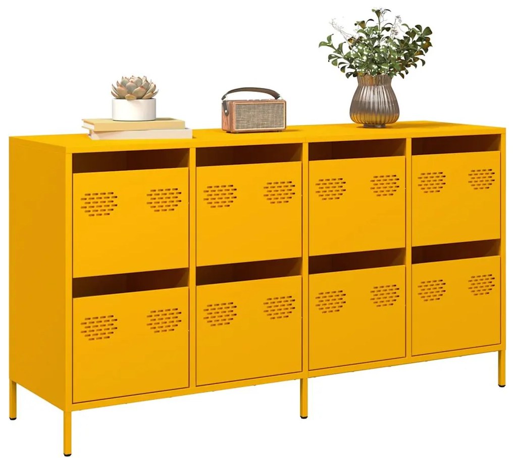 vidaXL Sideboard Μουστάρδα κίτρινη 135x39x73,5 cm Ψυχρής έλασης χάλυβα