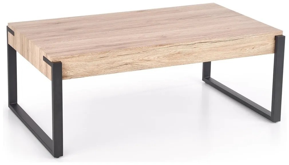 Τραπεζάκι σαλονιού Houston 1063, Μαύρο, San remo δρυς, 42x64x110cm, Ινοσανίδες μέσης πυκνότητας, Γωνιακός