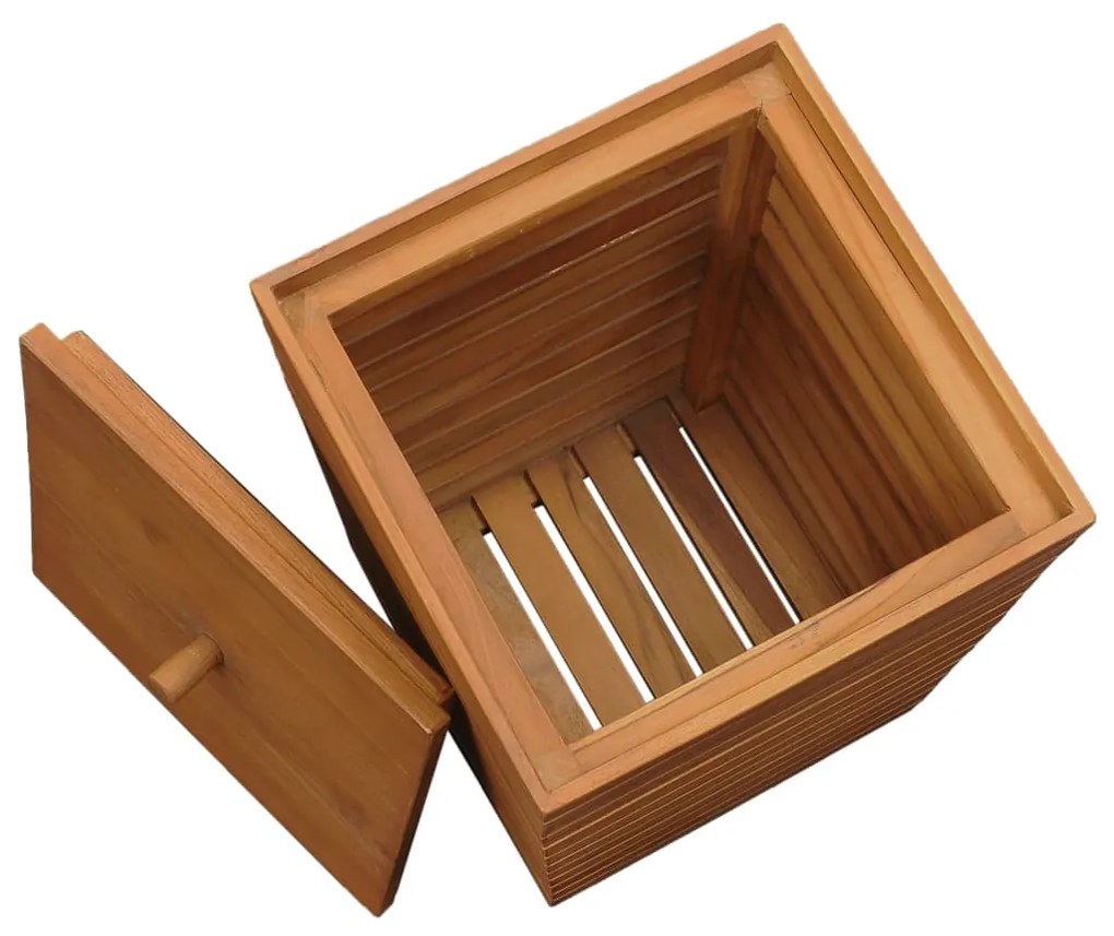 vidaXL Καλάθι Απλύτων 30 x 30 x 45 εκ. από Μασίφ Ξύλο Teak