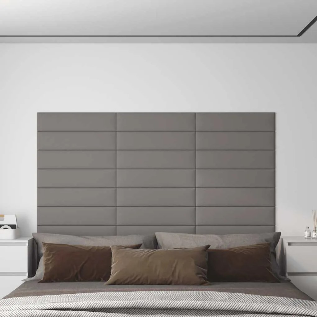 vidaXL Πάνελ Τοίχου 12 τεμ. Ανοιχτό Γκρι 60x15 εκ. 1,08 μ² Υφασμάτινα