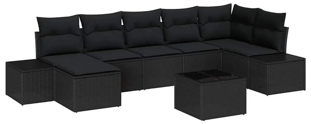 vidaXL Σετ Καναπέ Κήπου με μαξιλάρι 8 pcs Μαύρο Πολυ ράταν