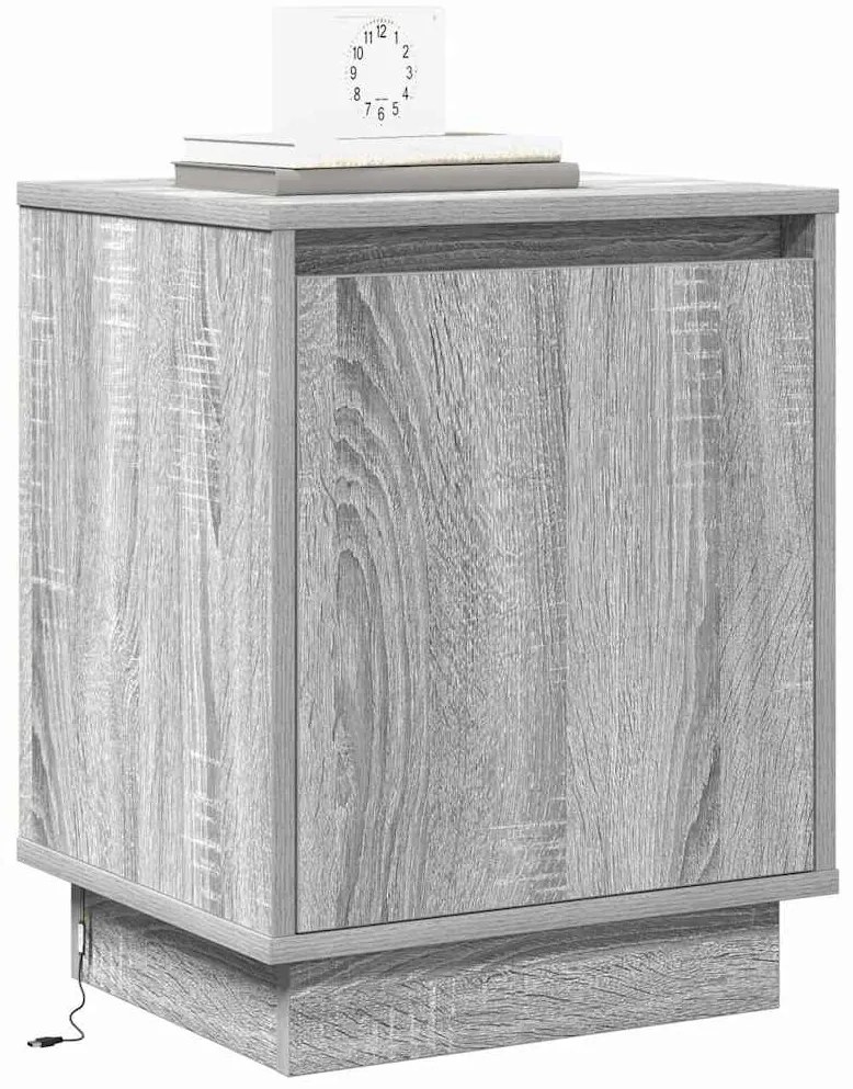 vidaXL Κομοδίνο με 2 pcs Γκρι 39 x 34.5 x 50 εκ. Επεξεργασμένο ξύλο