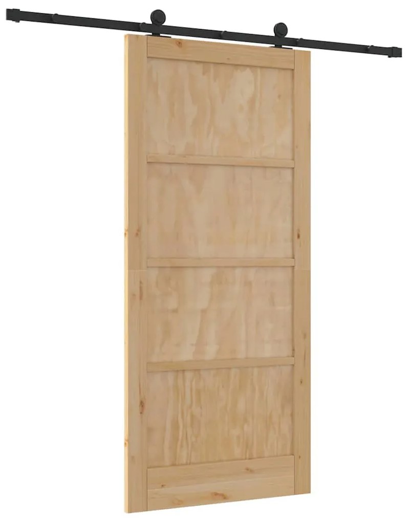 vidaXL Σετ Συρόμενης Πόρτας Φυσικό και μαύρο 93 x 202 cm