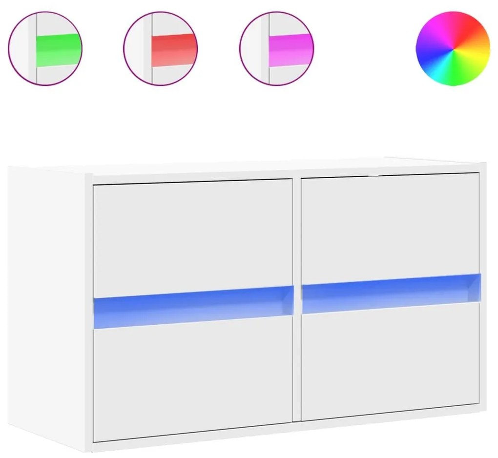 Έπιπλο Τοίχου Τηλεόρασης με LED Λευκό 80x31x45 εκ. - Λευκό