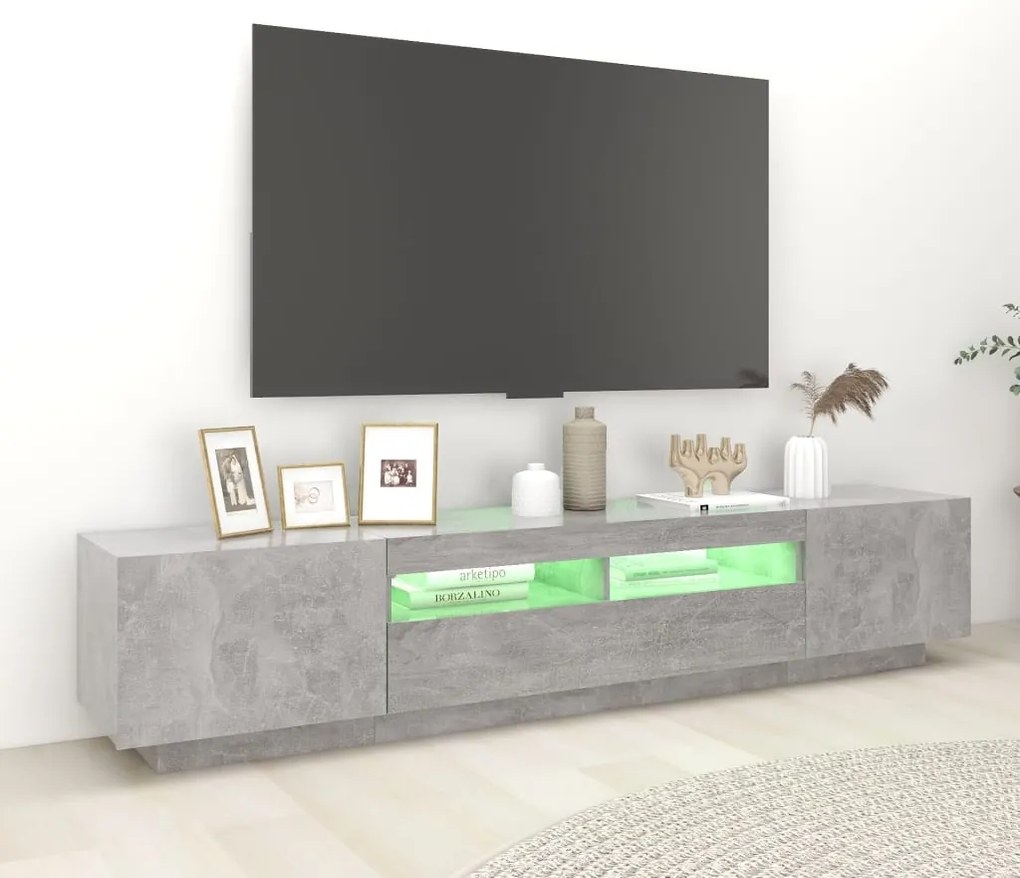 vidaXL Έπιπλο Τηλεόρασης με LED Γκρι Σκυροδέματος 200 x 35 x 40 εκ.