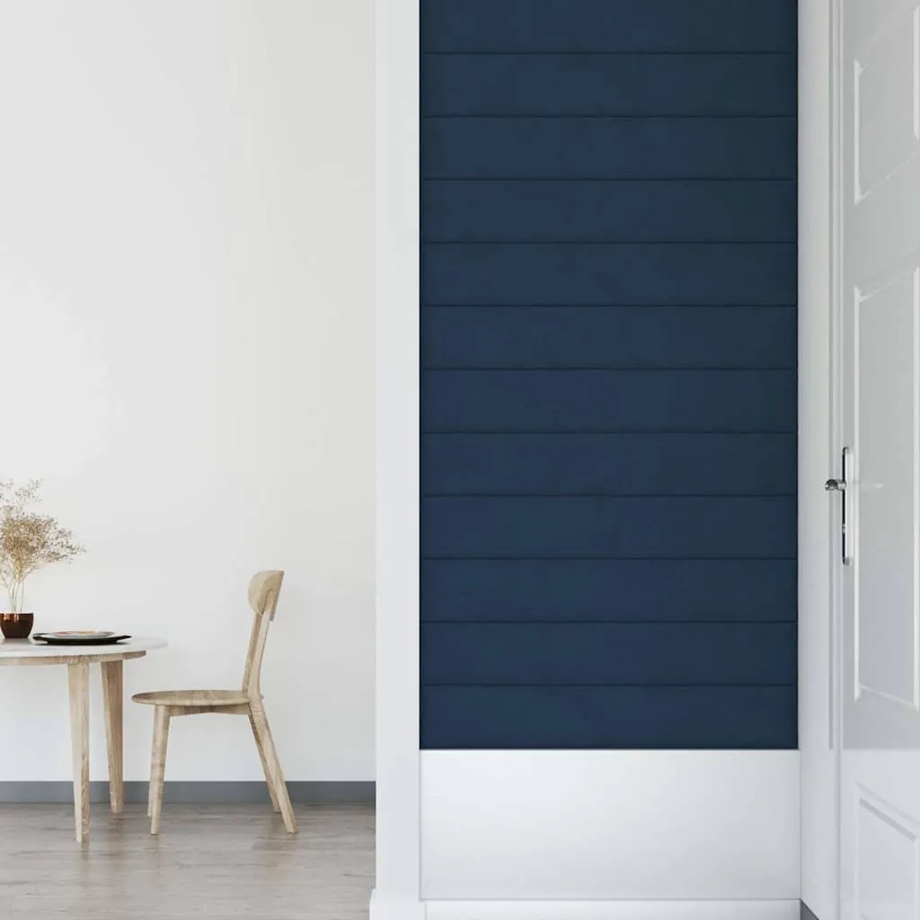vidaXL Πάνελ Τοίχου 12 τεμ. Μπλε 90x15 εκ. 1,62 μ² Βελούδινα