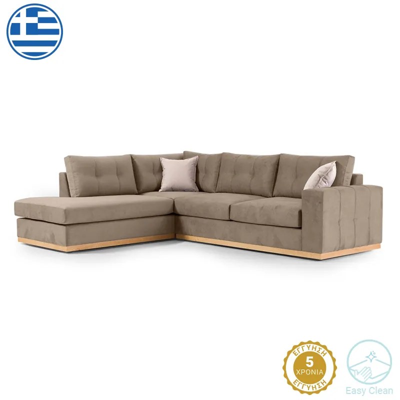 Intrahome Γωνιακός καναπές δεξιά γωνία PYRENEESA Intrahome ύφασμα mocha-cream 280x225x90εκ | SKU: INTRAPA-279111135