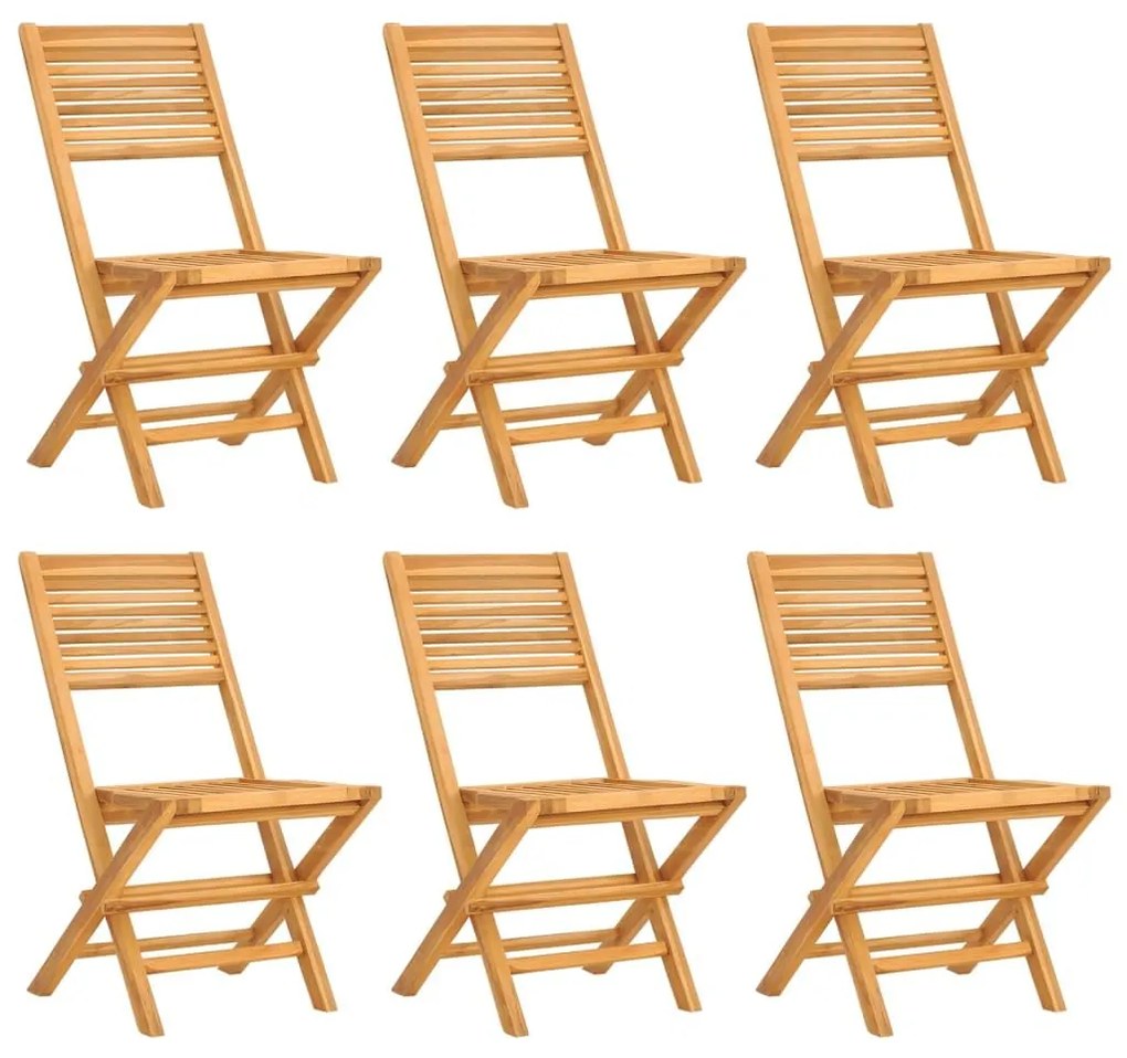 Καρέκλες Κήπου Πτυσσόμενες 6 τεμ. 47x62x90 εκ. Μασίφ Ξύλο Teak - Καφέ