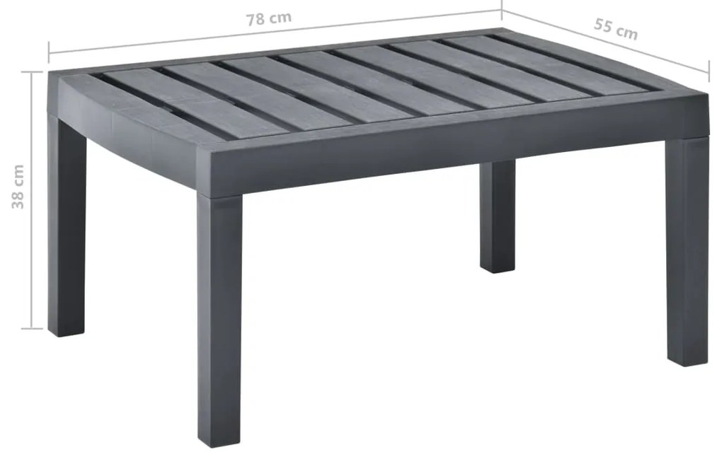 vidaXL Τραπεζάκι Κήπου Ανθρακί 78 x 55 x 38 εκ. Πλαστικό