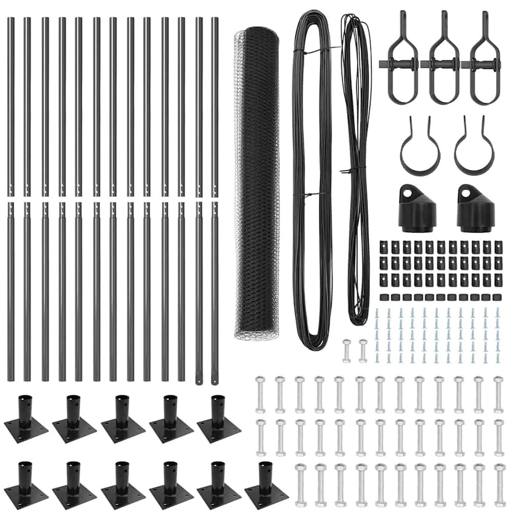 vidaXL Σετ Περιφράξεων Γκρι 25 x 1 μ (13 mm πλέγμα)