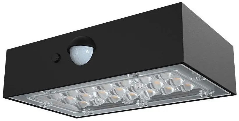Ηλιακό Επιτοίχιο Φωτιστικό Κήπου LED BRICK Up-Down 3W 350lm IP65 με Αισθητήρα Κίνησης PIR Θερμό+Φυσικό Λευκό Μαύρο 10305 VTAC-10 10305