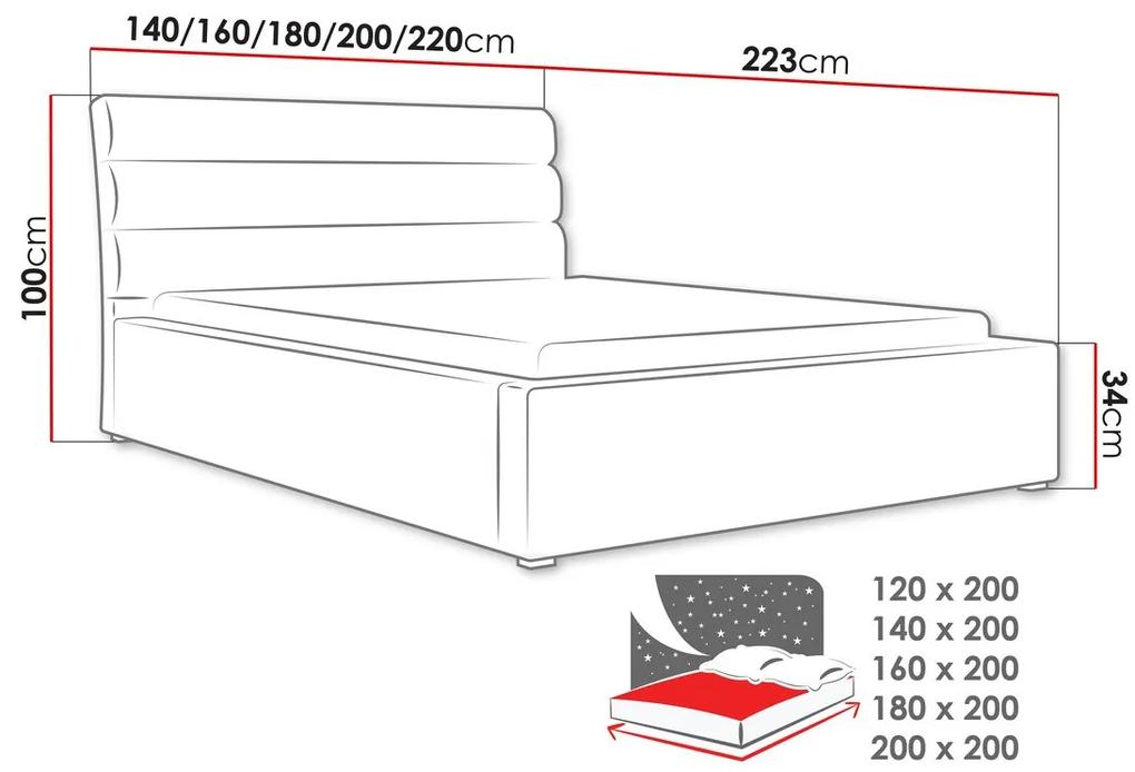 Κρεβάτι Pomona 108, Διπλό, Τυρκουάζ, 140x200, Ταπισερί, Τάβλες για Κρεβάτι, 160x223x100cm, 109 kg | Epipla1.gr