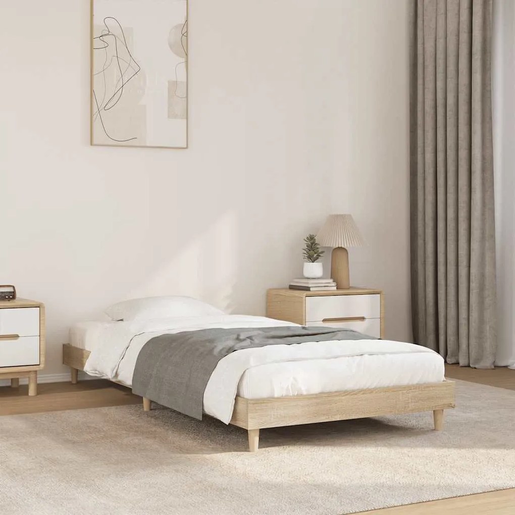 vidaXL Πλαίσιο Κρεβατιού Χωρ. Στρώμα Sonoma Δρυς 75x190εκ Επεξ. Ξύλο