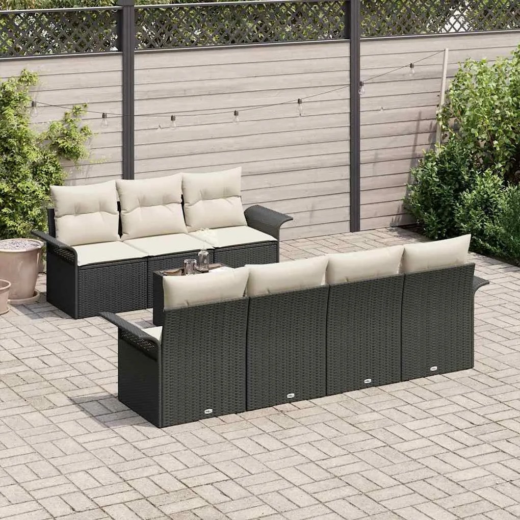 vidaXL Σετ Καναπέ Κήπου 8 pcs Μαύρο Πολυ ράταν