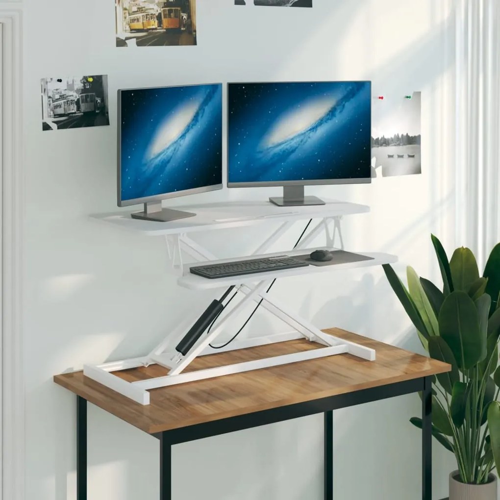 vidaXL Σταθμός Εργασίας Ρυθμιζόμενος 90x40x(13-50) εκ. Ατσάλι&Επ. Ξύλο
