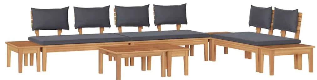 vidaXL Σετ Παγκάκι Κήπου 5 pcs Καφέ, Γκρί Πολυ rattan, βαμμένο ατσάλι