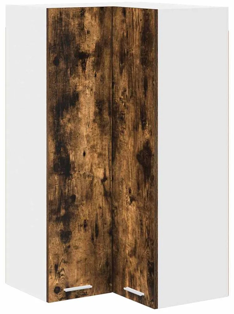 vidaXL Κρεμαστό ντουλάπι Καπνιστός Δρυς και Λευκό 57 x 57 x 100 εκ.