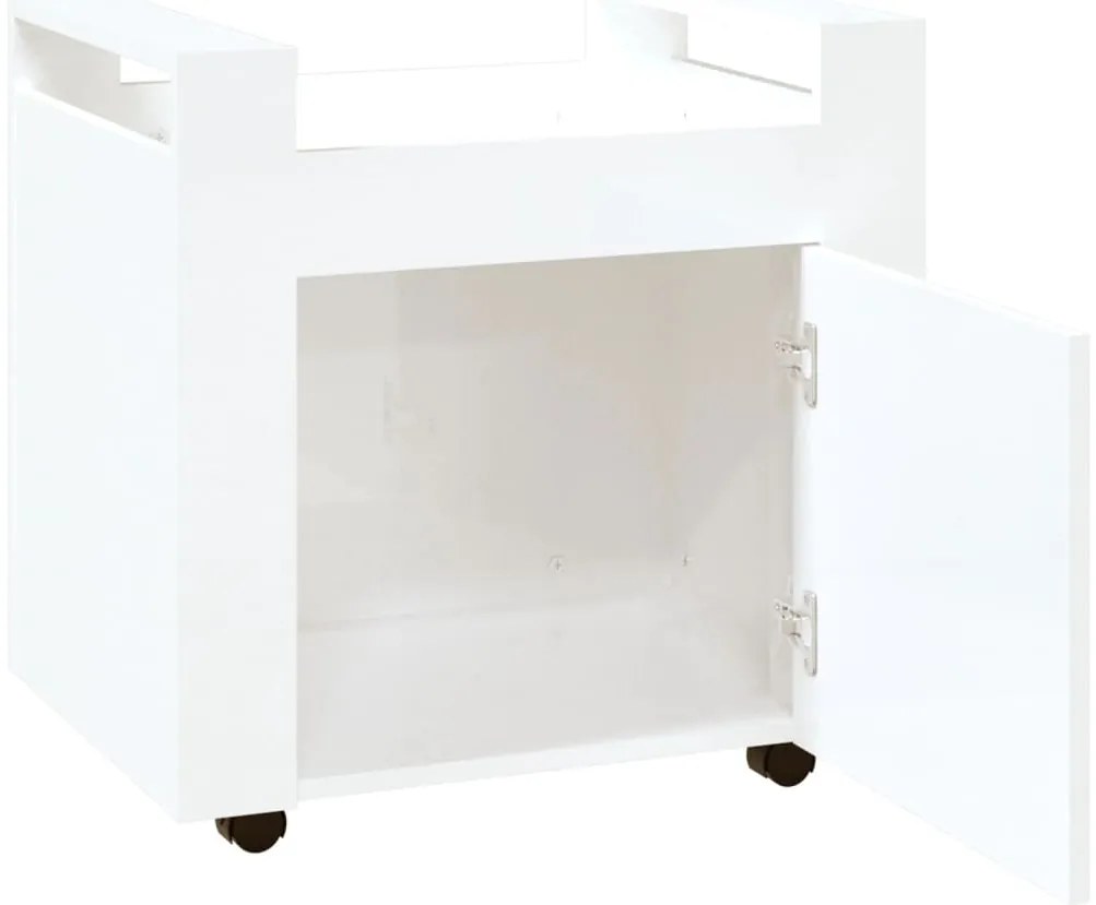 vidaXL Τρόλεϊ Γραφείου Γυαλ. Λευκό 60x45x60 εκ. από Επεξεργασμένο Ξύλο