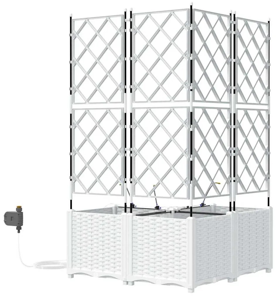 vidaXL Ζαρντινιέρες κήπου Λευκό 80 x 80 x 142 cm Ατσάλι