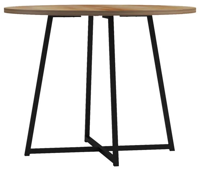 Τραπέζι Sarah Ι pakoworld oak- μαύρα μεταλλικά πόδια Φ100x76εκ