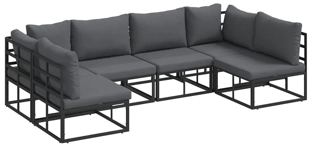 vidaXL Σετ Καναπέ Κήπου με μαξιλάρι 6 pcs Μαύρο Αλουμίνιο