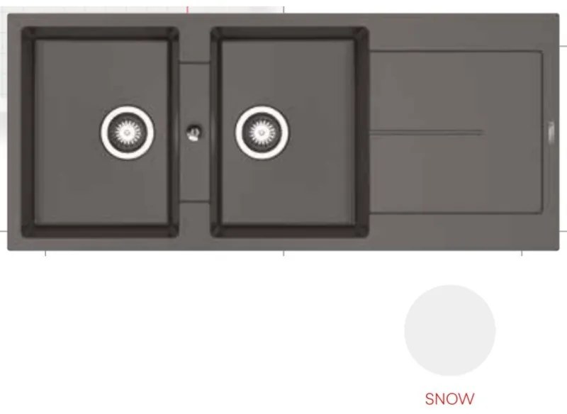 Pyramis Ithaka 2B 1D Ένθετος Νεροχύτης από Συνθετικό Γρανίτη 116x50cm Snow