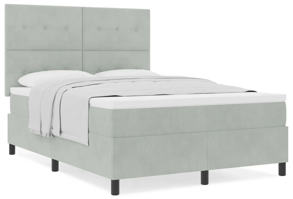 vidaXL κρεβάτι Box Spring με στρώμα Γκρίζο ανοιχτό 140x200 εκ. Βελούδο
