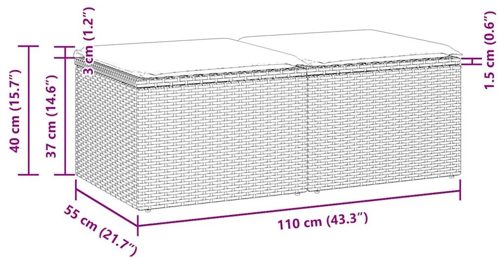 vidaXL Σετ Καναπέ Κήπου 2 τεμ Μπεζ Συνθετικό Ρατάν με Μαξιλάρια Ακακία