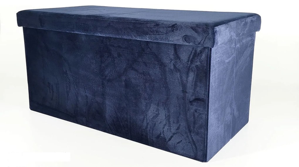Πουφ βελούδο μπλε 76x38x38cm