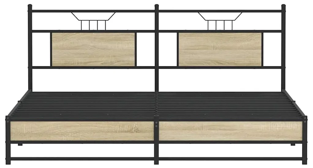 vidaXL Σκελετός Κρεβ. Χωρίς Στρώμα Sonoma Δρυς 183x213 εκ. Μεταλλικό