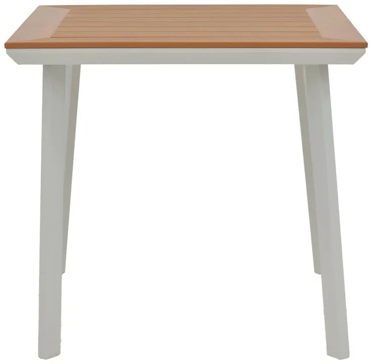 Τραπέζι Synergy αλουμίνιο λευκό-plywood φυσικό 80x80x74εκ 80x80x74 εκ.