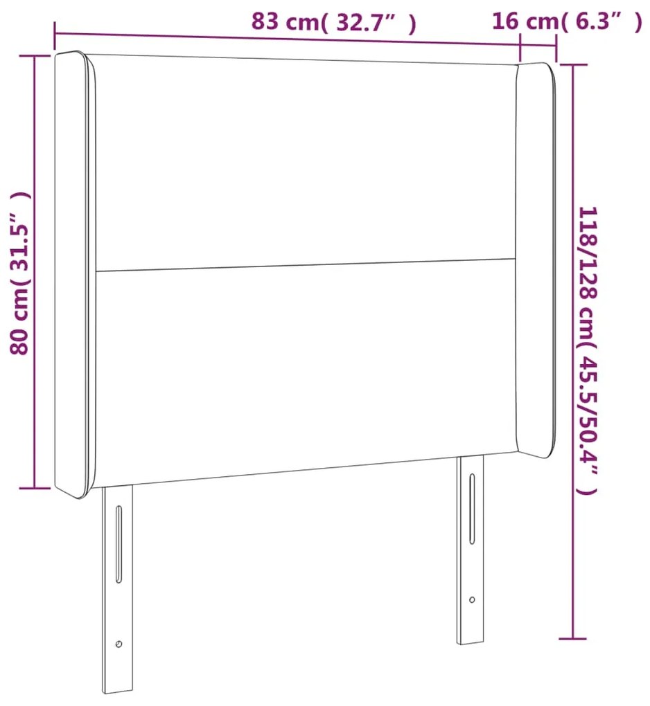 Κεφαλάρι με Πτερύγια Σκούρο Μπλε 83x16x118/128 εκ. Βελούδινο 3119334