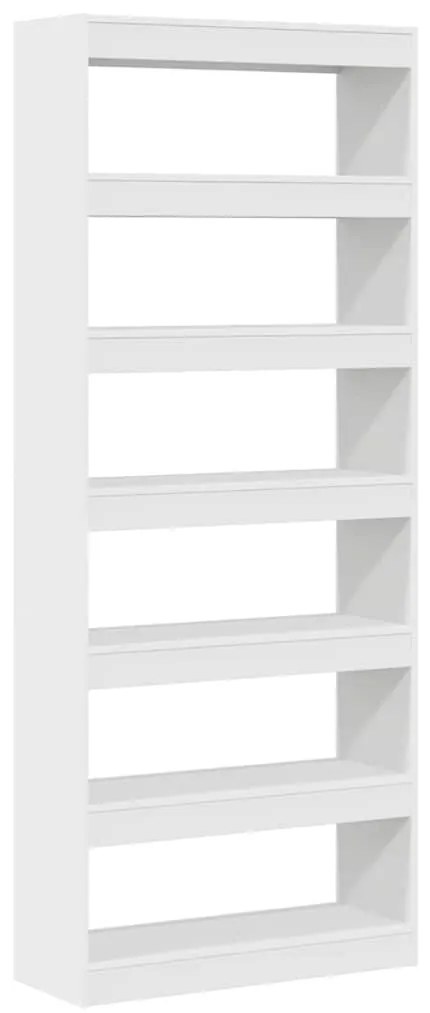 vidaXL Βιβλιοθήκη με ράφι Λευκό 80 x 30 x 198 εκ Επεξεργασμένο ξύλο