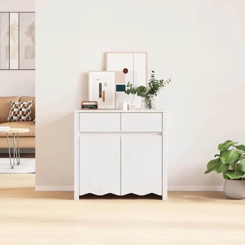 vidaXL Πλαϊνό γραφείο Λευκό 79 x 43 x 75.5 εκ Μασίφ ξύλο πεύκου
