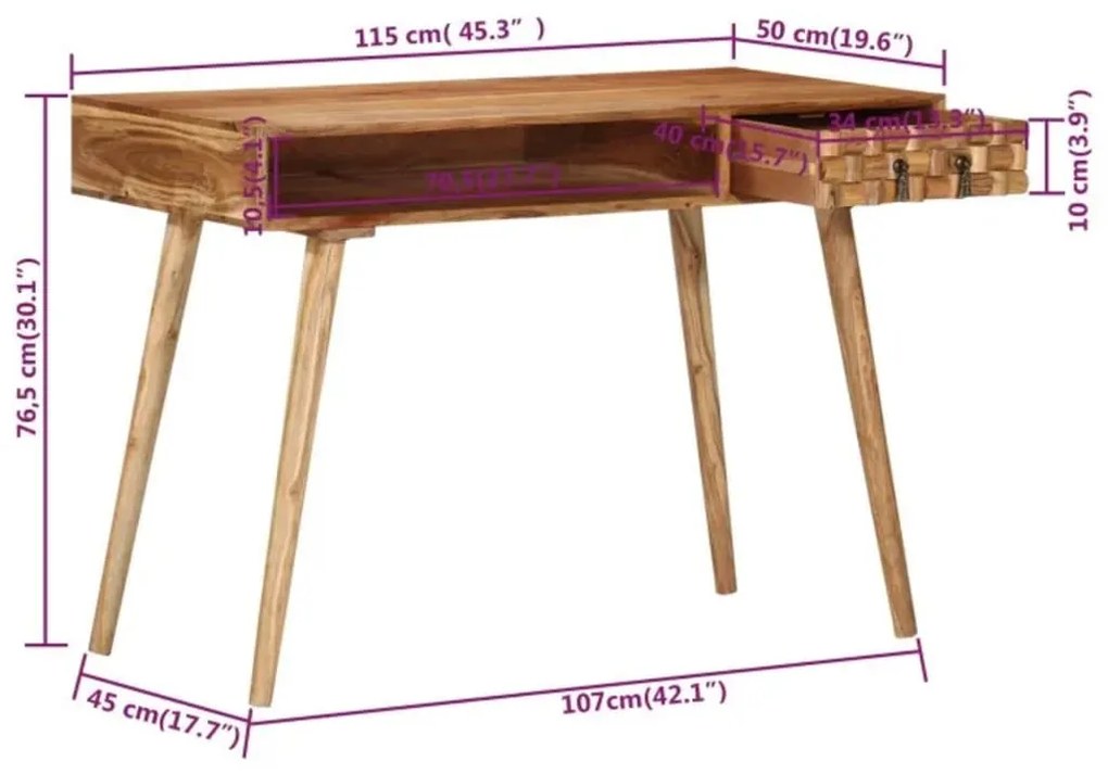 ΓΡΑΦΕΙΟ 115 X 50 X 76 ΕΚ. ΑΠΟ ΜΑΣΙΦ ΞΥΛΟ ΑΚΑΚΙΑΣ 338434